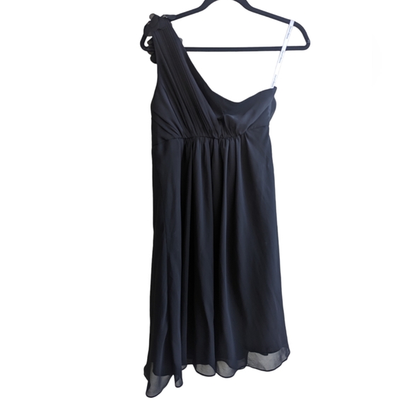 David's Bridal Black One Shoulder Mini Dress - Picture 2 of 8